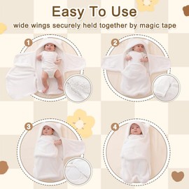 AiWMGL Baby Swaddle Blanket Boys Girls Fleece Winter Warm Adjustable Newborn Swaddling Wrap Soft Sleeping Sacks Infant White 0-1 Months