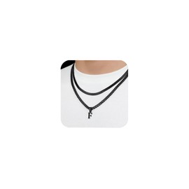 ZENGSING Pack of 2 Necklaces for Boys, Men's Chain with Letters A-Z, Stainless Steel Letter Necklace, Layered Initial A-Z Chain with Letters, Jewellery Gifts for Boyfriend, Men, Women, Standard