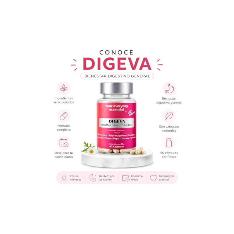 DIGEVA Probióticos y Prebióticos para Mujer | 60 Caps Enzimas