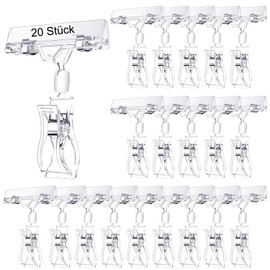Plastic Rotatable, Sign Holder, Sign Holder Clip, Double Head Swivel Clip Merchandise Sign Cli Display Clip on Pop Swivel Sign Retaining Clamp with Card Protection, Merchandise (Pack of 20)