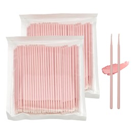 200-Pack Micro Cotton Swabs for Eyelash Extensions | 2mm Cotton Tip Applicators - Adjustable Makeup Brushes for Eyelash Glue, Cleansing & Detailing (Pink)