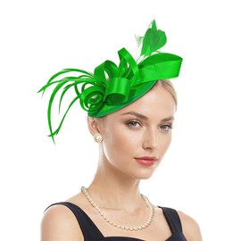 Zando St Patricks Day Fascinators Hats for Women Tea Party Hat Feathers Ken-tucky Derby Hats for Women 2025 Fascinator Headband Headpiece Cocktail 20s Tea Hat Wedding Hair Clip Ribbon Green Fascinator