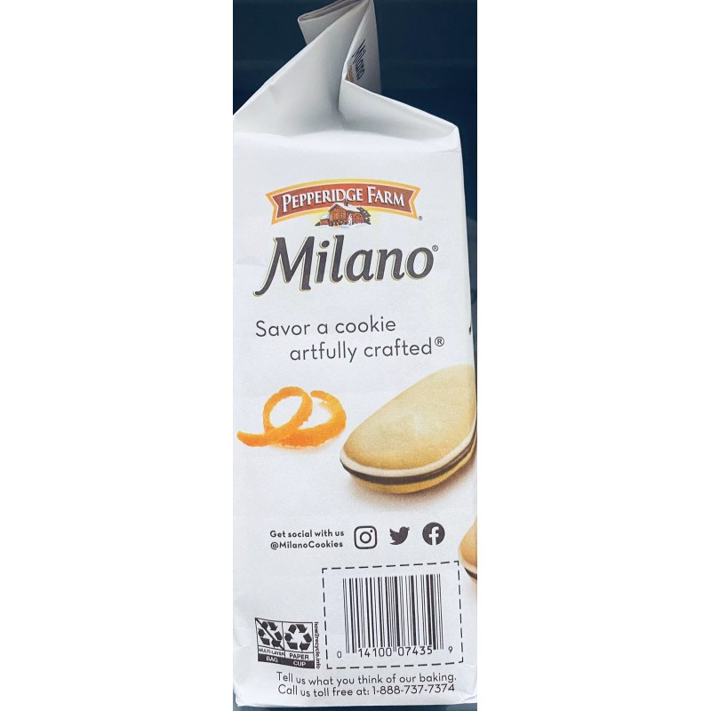 Pepperidge Farm Milano ORANGE CHOCOLATE Cookies 7 oz Bag -