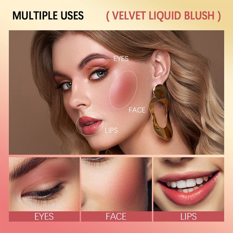 Mysense Liquid Blush, Silky Cream Blush Stick for Cheek Soft