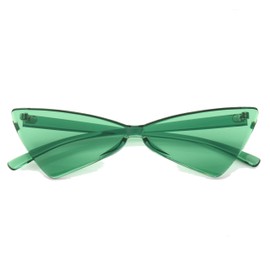 OLIN Triangle Thick Rimless Sunglasses One Piece Colored Transparent glasses For Women and Men, Green