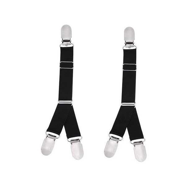 Ericotry 1 Pair (2pcs) Multi-Function Suspender Adjustable Elastic Suspender Straps and Clips for Stockings (Black, Y Style)