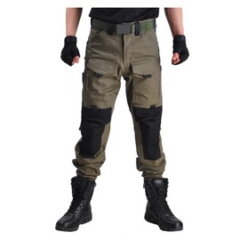 HAN·WILD Men's Combat Pants Tactical Military Pant with Knee Pads Airsoft Hiking Trousers Green