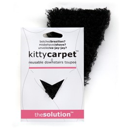 Fashion First Aid Kitty Carpet: Reusable Downstairs Toupee Merkin Wig – Funny Gag Gift for Women & White Elephant Gift Exchanges (Black - MJ's Hair)