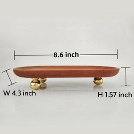 Decorative Wood Key Tray, Jewelry Tray Dish, Small Beaded Tray for Holidays, Entryway Decorative Tray (8.6×4.3 inch)