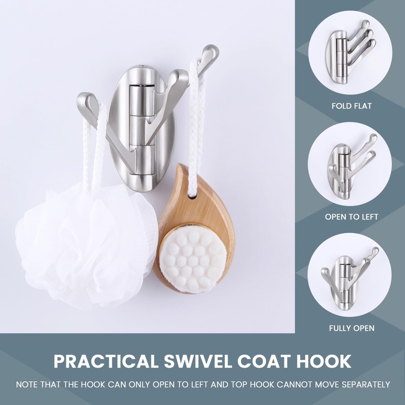 Suyar Brushed Nickel Bathroom Towel Hook, Solid Metal Robe Holder