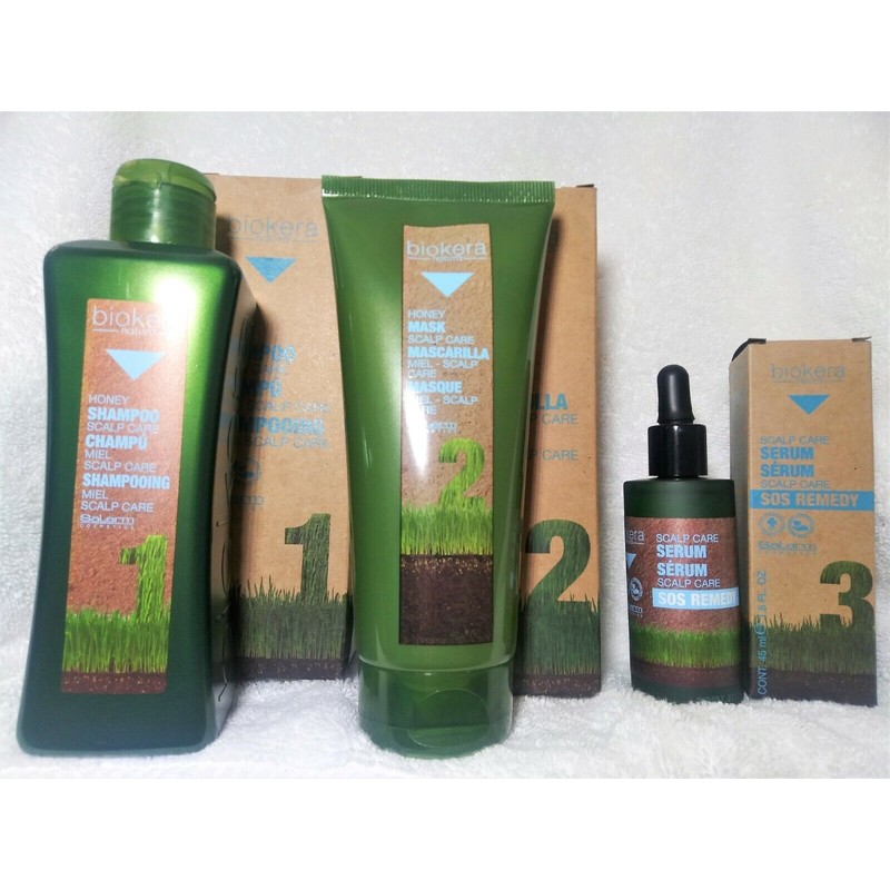 Salerm Biokera Honey Scalp Care Shampoo 11oz/300ml +Mask + SOS