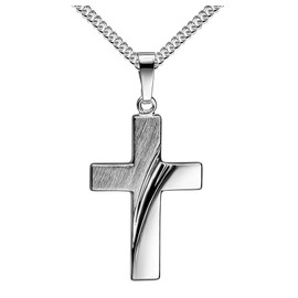 Pendant Cross Silver Cross for Women, Men and Children as Design Necklace Pendant 925 Sterling Silver with Necklace Length Selectable, With chain: length 45 cm