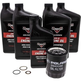Polaris Victory Motorcycles Oil Change Kit for All 100 & 106 Cu In Engines, Includes 4.5 Quarts Semi-Synthetic 20W40 Motorcycle Oil, 1 Oil Filter, 2 Washers, Engine Protection - 2879600