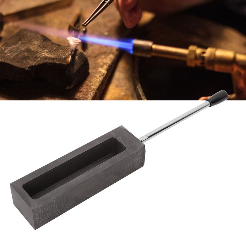 Ingot Graphite Mould Long Handle Graphite Fused Gold 6.6 Lb