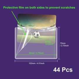 HLIWS PVC Trading Card Holder 44 Pieces 102 x 70 mm Card Protector, with Protective Film, for Playing Cards, Baseball/Basketball Cards/Photos (Horizontal)