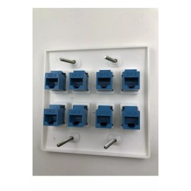 POKIVIR - Cat6 Keystone Ethernet Wall Plate Female to Female - White 8 Port