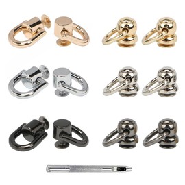YIXINLYMY Drop Handle Rivet Studs Screwed Rotatable 360 Degree Hardware for Leather Craft Rivets Purse Ball Studs for Leather Bracelets Shoes Boots Handbag Hat Jacket Decoration DIY (3 Colors) 12pcs Set + Hole Punch