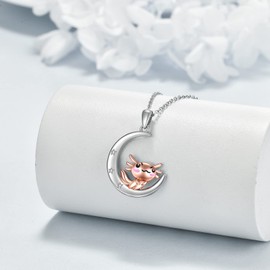ONEFINITY Axolotl Moon Necklace 925 Sterling Silver Cute Axolotl Pendant Jewelry Gifts Birthday Gifts for Girls, Sterling Silver