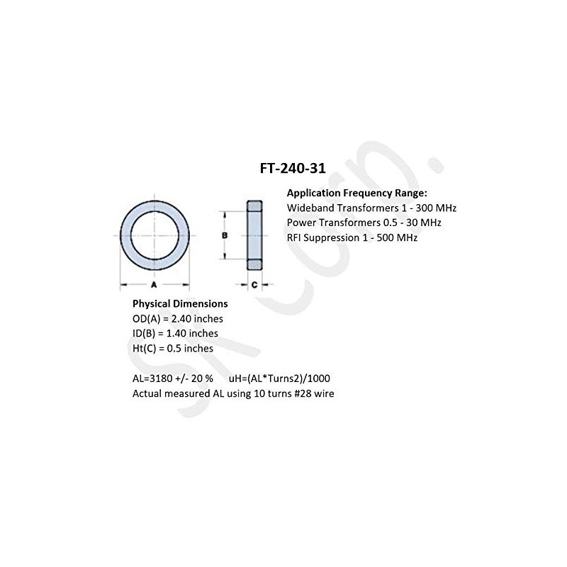 FT-240-31 Ferrite Toroid Core - | 31 Material