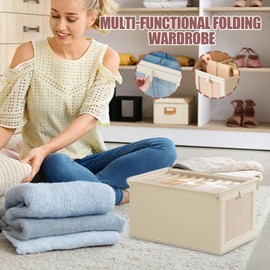 Clothing Storage Bins | Foldable Clothes Wardrobe | Closet Storage Container Multifunctional, Coat Organizer for Sweaters Jeans Towels Shirts