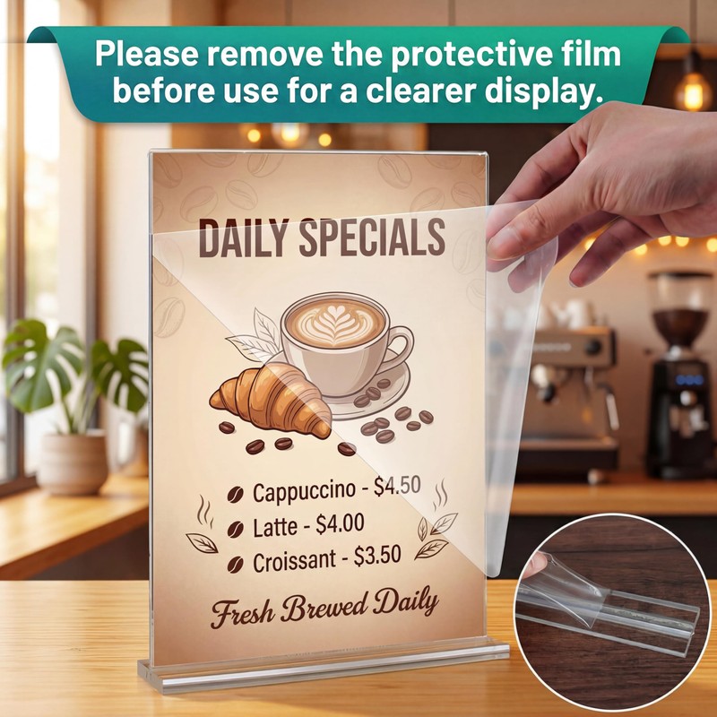 ZORUMOI Acrylic Sign Holder 4x6, 15 Pack Clear Double-Sided Vertical
