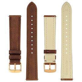 BISONSTRAP Extra Long Watch Bands 22mm, Leather Watch Straps for Men, XL Replacement Strap for Large Wrists,Toffee Brown (Gold Buckle)