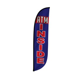 LookOurWay Feather Flag Banner - 12 Feet Tall Advertising Flags for Outdoor Business and Events Promotion - Swooper Flag Only - Convenience Store Flag - ATM Inside (10M1200264)