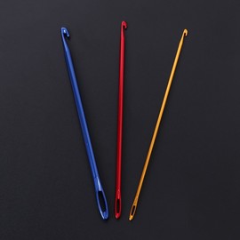 Afghan Aluminium Crochet Hook Knitting Needle Hand Knit Tool with Threading Hole