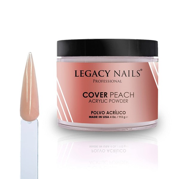 Legacy Nails Professional Cover Acrylic Powder, 4 ounces - Ideal For French Nail Art, Create Nail Art, Nail Extension That Provide a Healthy, Natural Look To Nails (COVER PEACH)