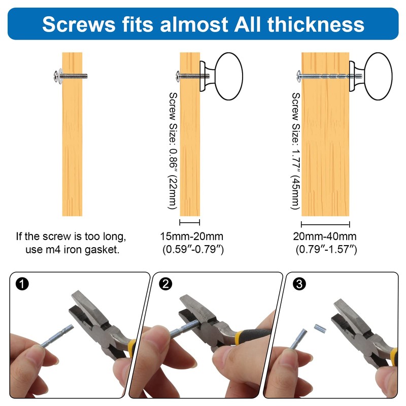 WEAVERBIRD Pack of 4 Black Cupboard Knobs, Round Chest of