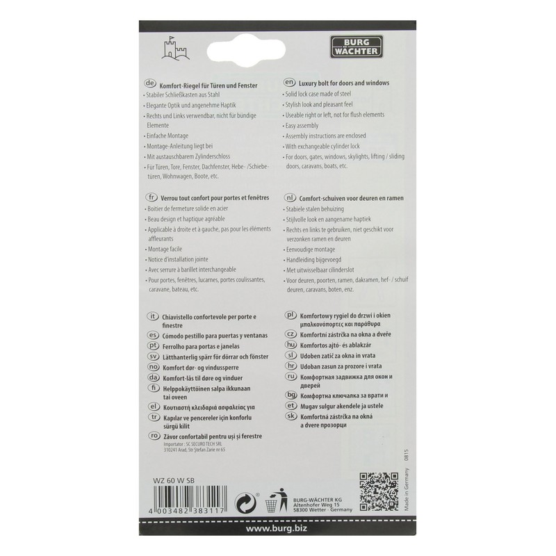 Burg-Wächter Winsafe WZ 60 W SB Window Protection, White, 45