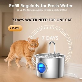 Cat Water Fountain Advanced 304 Stainless Steel 2.2L/74oz with Detachable Tank, Easy to Clean, Automatic Pet Fountain Quiet Cats Water Dispenser, Perfect for Indoor Cats Dogs