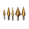 5Pcs Step Drill Bit HSS Ti Coated Triangular Shank Power