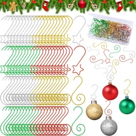 Hotop - Ganchos de adorno de Navidad para decoración de árbol de Navidad (dorado, plateado, rojo, verde, 160 piezas)