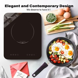 GIONIEN Portable Induction Cooktop 1200W,Single Hot Plate Countertop Burner 110~120V,Sensor Touch Electric Cooker,10 Power,0.94”Ultra Thin,6.69” Heating Coils,Child Safety Lock,Timer