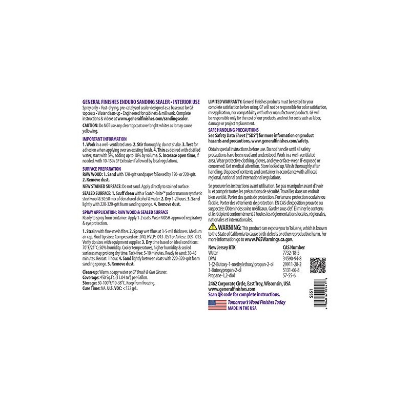 General Finishes Enduro Water Based Sanding Sealer, 1 Gallon