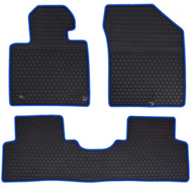 Megiteller Car Floor Mats Custom Fit for Hyundai Santa Fe 2019 2020 Odorless Washable Heavy Duty Rubber (All Weather) Floor Liners Front and Rear Row Set Blue