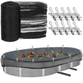 15 X 28 Ft Oval Swimming Pool Leaf Net Cover,Pool Winter Cover Mesh Cover with 10 Pcs Large Metal Clips, Pool Safety Net Fits 12 x 24 Above Ground Pools, Keeps Leaves Out of Your Pool