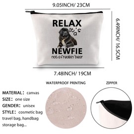 Newfoundland Dog Gift Newfoundland Dog Makeup Bag Newfoundland Dog Owner Gift Dog Lover Zipper Pouch Cosmetic Bag, Relax It's A Newfie Ku, Fashionable