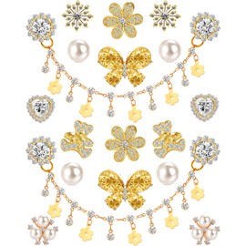 Rhinestone Bling Shoe Charms Designer Jewelry Accessories for Women Girls Luxury Rhinestone Butterfly Jewelry Shoe Decoration with Bling Girly Chains Fashion for Party Favors Birthday Gifts, Small