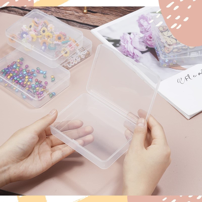 ISKYBOB 6 Packs Rectangle Small Clear Plastic Storage Containers Box