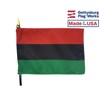 Set of 6 4x6 E-Gloss Afro-American Stick Flag w/U.S. Stick