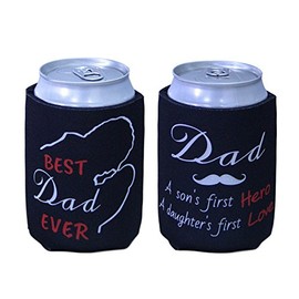 Best Dad Ever Neoprene Beer Beverage Drink Can Coolie Cooler Insulators (2 pcs,Double Sided Printing, great gift for Dad's birthday) by Tainada