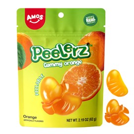 Amos 4D Gummy Peelable Orange Candy, Peelerz Gummy Orange, Fruit Snacks Resealable 2.19oz Bag (Pack of 3)