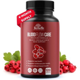 HerbaMe Blood Circulation Supplement, 120 Capsules, Supports Leg Vein, Heart,...