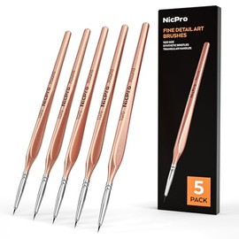Nicpro Detail Paint Brushes 5 PCS Aesthetic Extreme Fine Tip 10/0 Professional Miniature Painting Artist Brush Set for Micro Watercolor Oil Acrylic Craft Models Rock Army Paint by Number for Adult