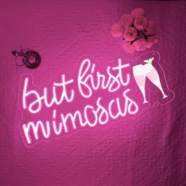 RuCvixkt But First Mimosas Bar Neon Sign for Wall Decoration, USB Powered Champagne Cocktail Neon Light for Bridal Shower Bachelorette Party Engagement Wedding Graduation Fiesta Bubbly Bar Birthday