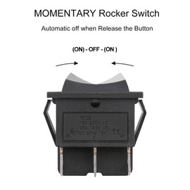Baomain 1-Pack Momentary Rocker Switch, KCD2-223 (ON)/Off/(ON) DPDT 6-Pin 16A 250VAC,20A 125VAC,Snap-in Mount,Black, for Car, Boat and Household Appliances