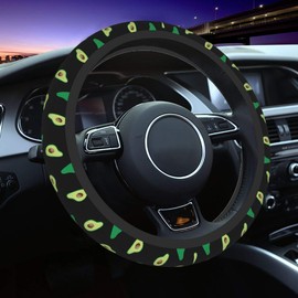 Delerain Avocados Steering Wheel Covers, Anti Slip Elasticity Car Accessories Steering Wheel Protector Universal 15 Inch for Women Man