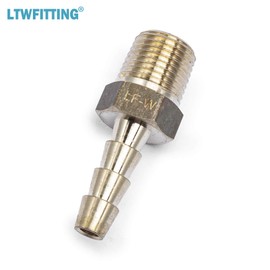 LTWFITTING LF Brass Barbed Fitting Coupler/Connector 3/16" Hose Barb x 1/8" Male NPT Fuel Gas Water (Pack of 5)